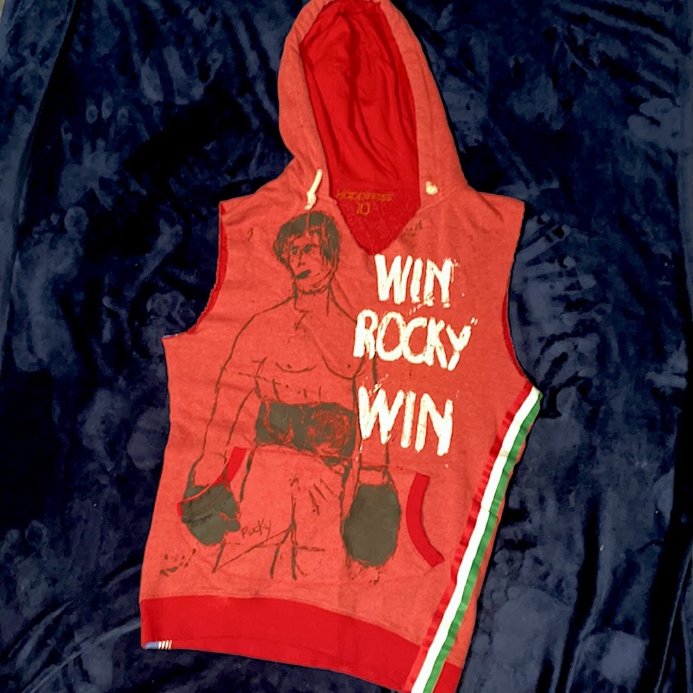 Custom ROCKY BALBOA Red Sleeveless Hoodie boxing